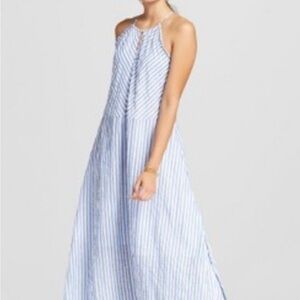 Striped Blue and White Halter Maxi Dress XXL